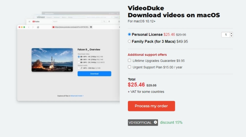 Reduce VideoDukes price for 15% with a promocode