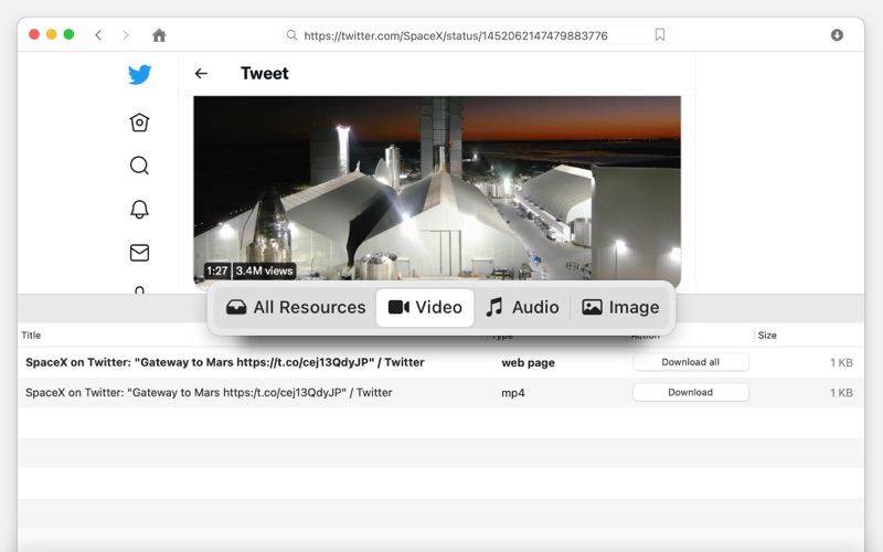 Download Twitter videos using VideoDuke for Mac.