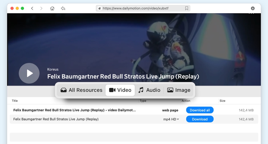 VideoDuke – the ultimate Dailymotion video downloader for Mac – can grab any multimedia file from a web page.