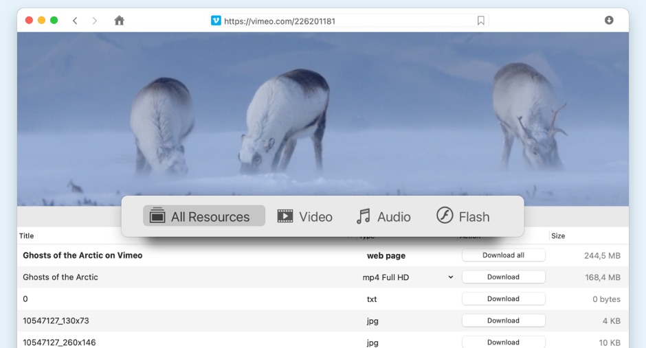 You can download all files related to the video web page using VideoDuke.