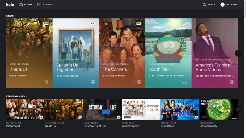 Hulu hat viele Inhalte zum Anschauen: Filme, Serien, Fernsehsendungen usw.